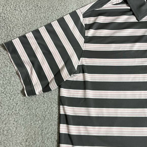 Footjoy Polo Shirt Mens L Stripe Performance Stretch Lightweight Golf Club Logo - Picture 9 of 12